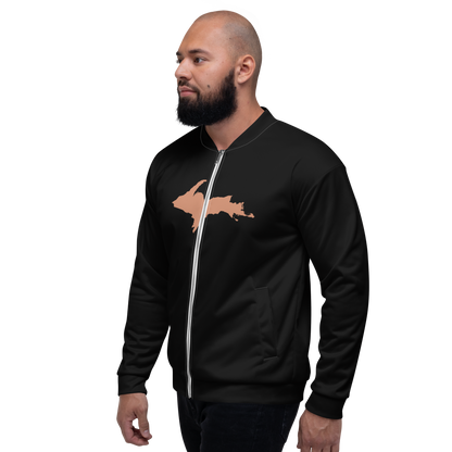 Michigan Upper Peninsula Bomber Jacket (w/ Large Copper UP Outline) | Black