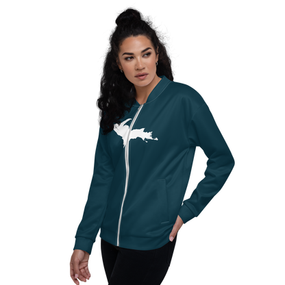 Michigan Upper Peninsula Bomber Jacket (w/ Large UP Outline) | Teal