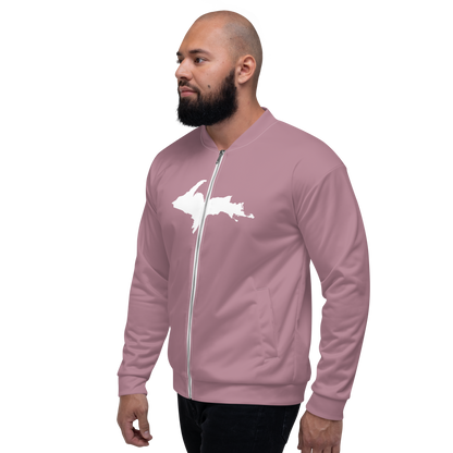 Michigan Upper Peninsula Bomber Jacket (w/ Large UP Outline) | Cherry Blossom Pink