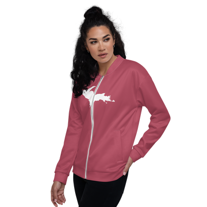 Michigan Upper Peninsula Bomber Jacket (w/ Large UP Outline) | Popstar Pink