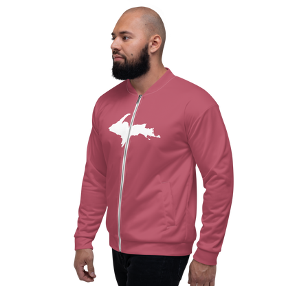 Michigan Upper Peninsula Bomber Jacket (w/ Large UP Outline) | Popstar Pink