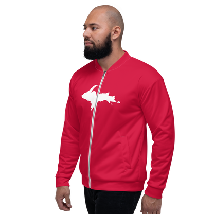 Michigan Upper Peninsula Bomber Jacket (w/ Large UP Outline) | Lighthouse Red