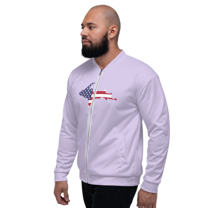 Michigan Upper Peninsula Bomber Jacket (w/ Large UP USA Flag Outline) | Lavender