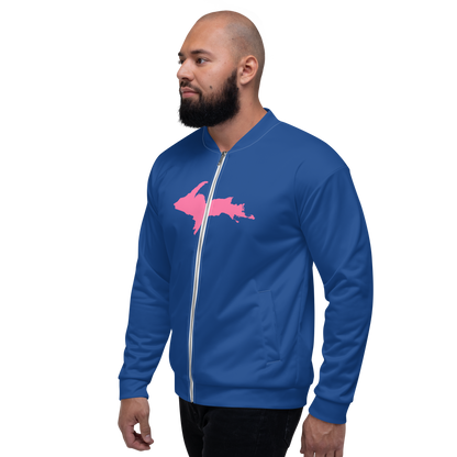 Michigan Upper Peninsula Bomber Jacket (w/ Large Pink UP Outline) | Dearborn Blue