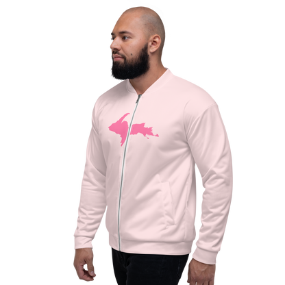 Michigan Upper Peninsula Bomber Jacket (w/ Large Pink UP Outline) | Pale Pink