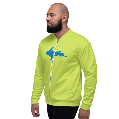 Michigan Upper Peninsula Bomber Jacket (w/ Large Azure UP Outline) | Gooseberry Green