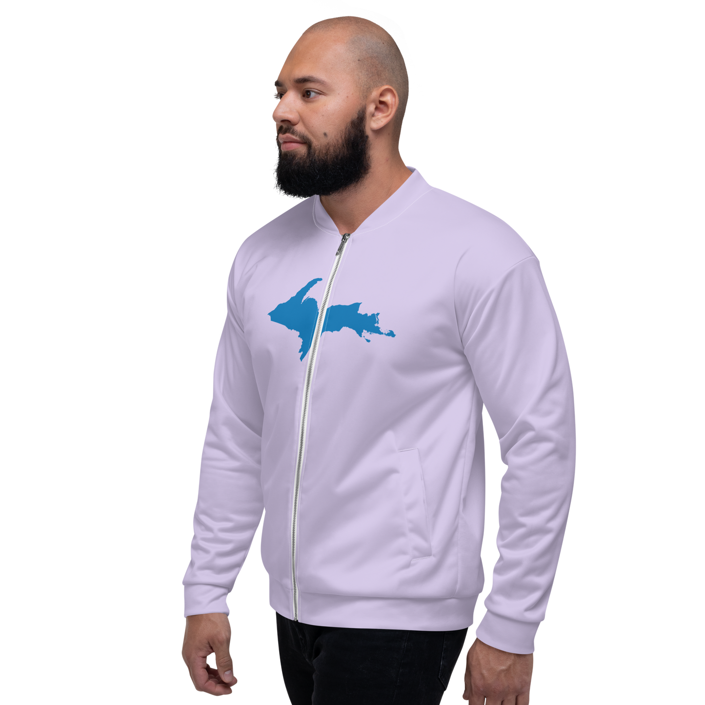 Michigan Upper Peninsula Bomber Jacket (w/ Large Azure UP Outline) | Lavender