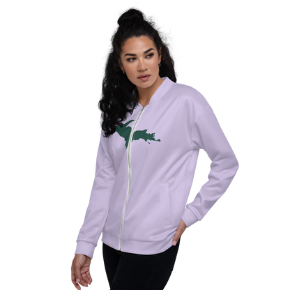 Michigan Upper Peninsula Bomber Jacket (w/ Large Green UP Outline) | Lavender