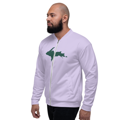 Michigan Upper Peninsula Bomber Jacket (w/ Large Green UP Outline) | Lavender