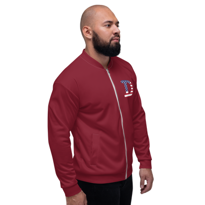 Detroit 'Old French D' Bomber Jacket (Patriot Edition) | Burgundy Color