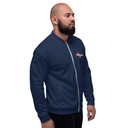 Michigan Upper Peninsula Bomber Jacket (Navy w/ Copper UP Outline)