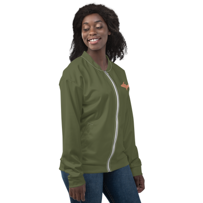 Michigan Upper Peninsula Bomber Jacket (w/ Copper UP Outline) | Army Green