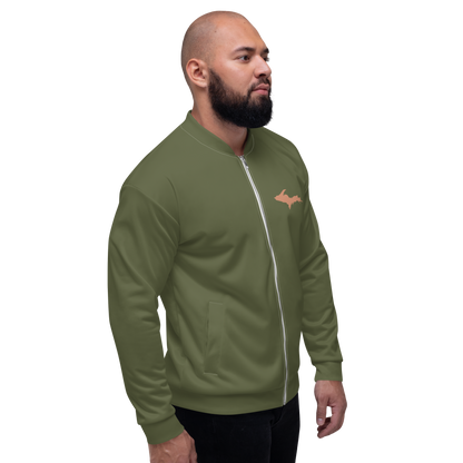 Michigan Upper Peninsula Bomber Jacket (w/ Copper UP Outline) | Army Green