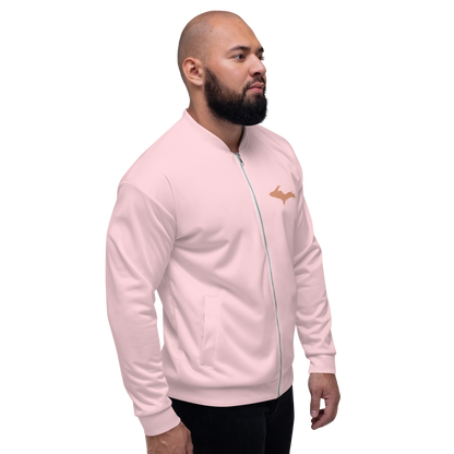 Michigan Upper Peninsula Bomber Jacket (w/ Copper UP Outline) | Pale Pink