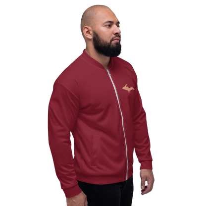 Michigan Upper Peninsula Bomber Jacket (w/ Copper UP Outline) | Burgundy