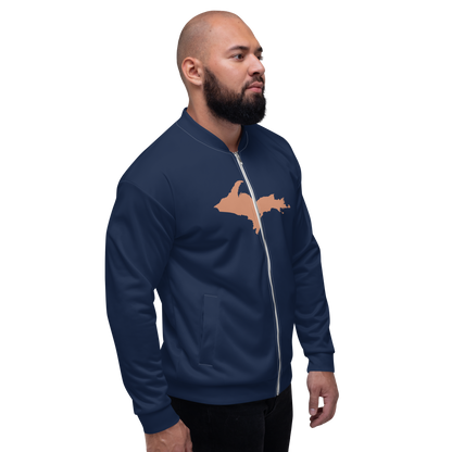 Michigan Upper Peninsula Bomber Jacket (w/ Large Copper UP Outline) | Navy