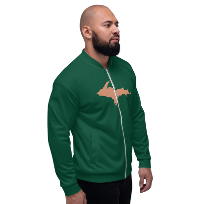 Michigan Upper Peninsula Bomber Jacket (w/ Large Copper UP Outline) | Green