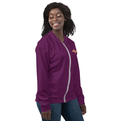 Michigan Upper Peninsula Bomber Jacket (w/ Large Copper UP Outline) | Tyrian Purple