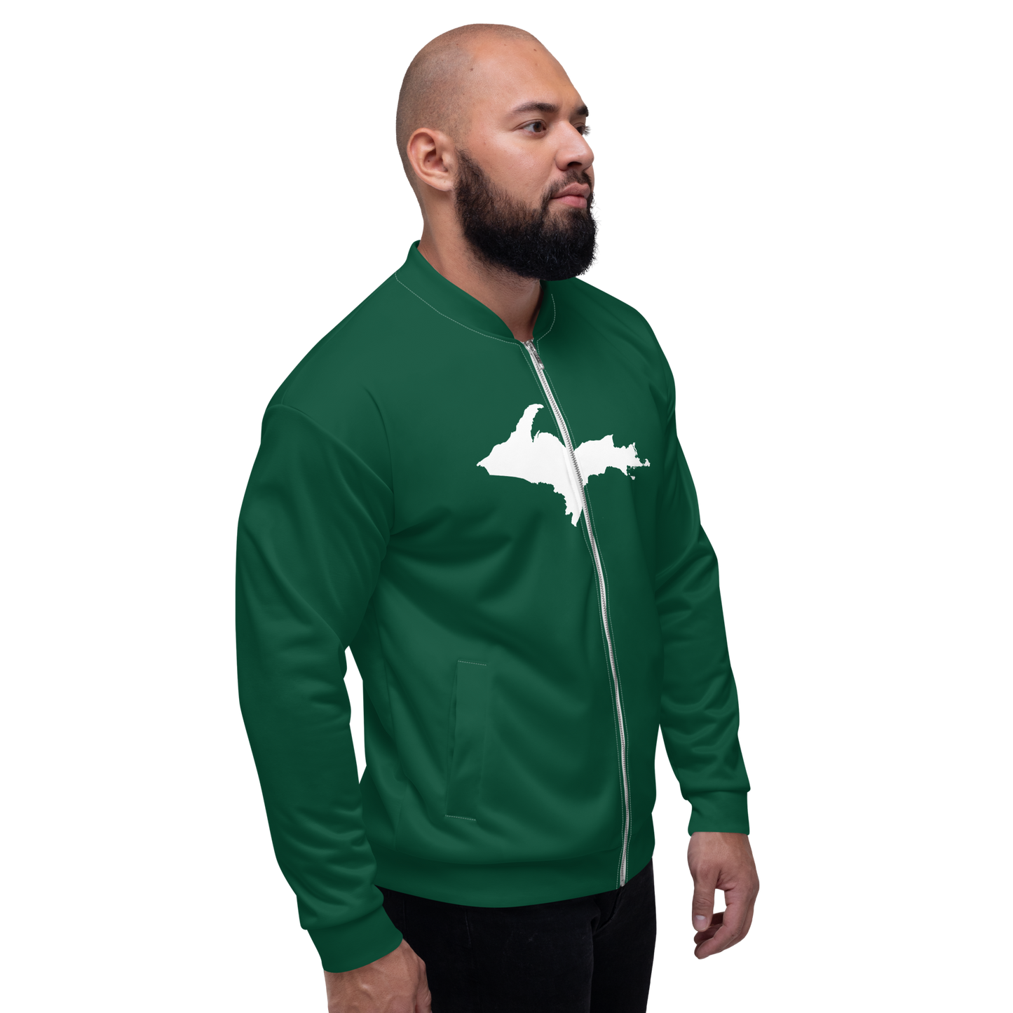 Michigan Upper Peninsula Bomber Jacket (w/ Large UP Outline) | Green