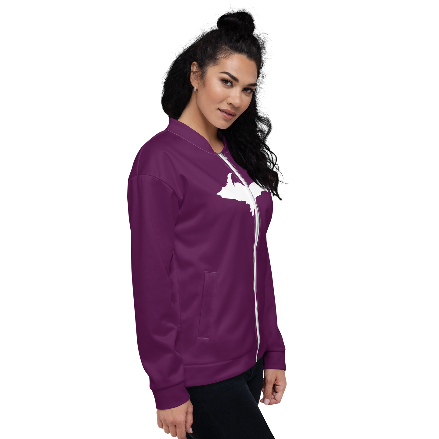 Michigan Upper Peninsula Bomber Jacket (w/ Large UP Outline) | Tyrian Purple