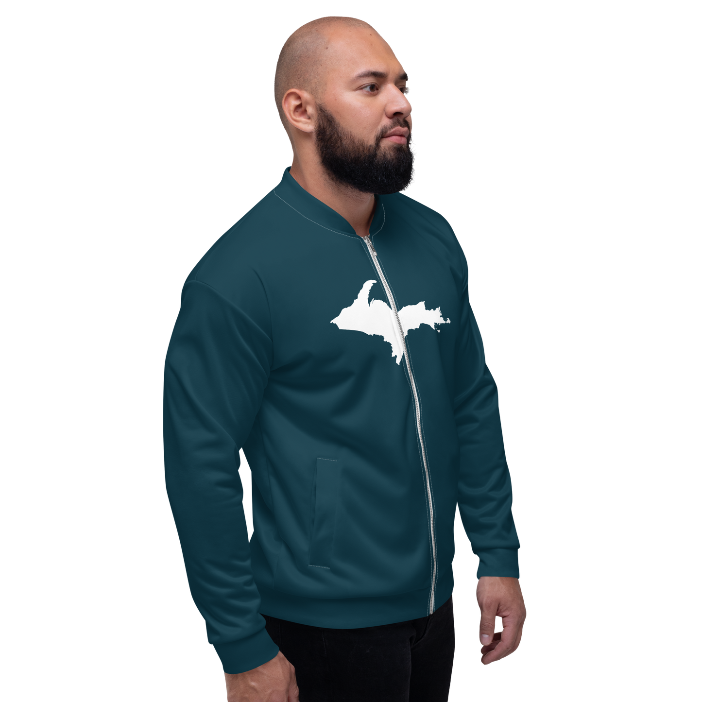 Michigan Upper Peninsula Bomber Jacket (w/ Large UP Outline) | Teal