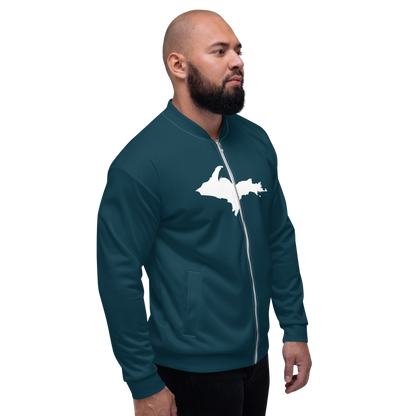 Michigan Upper Peninsula Bomber Jacket (w/ Large UP Outline) | Teal