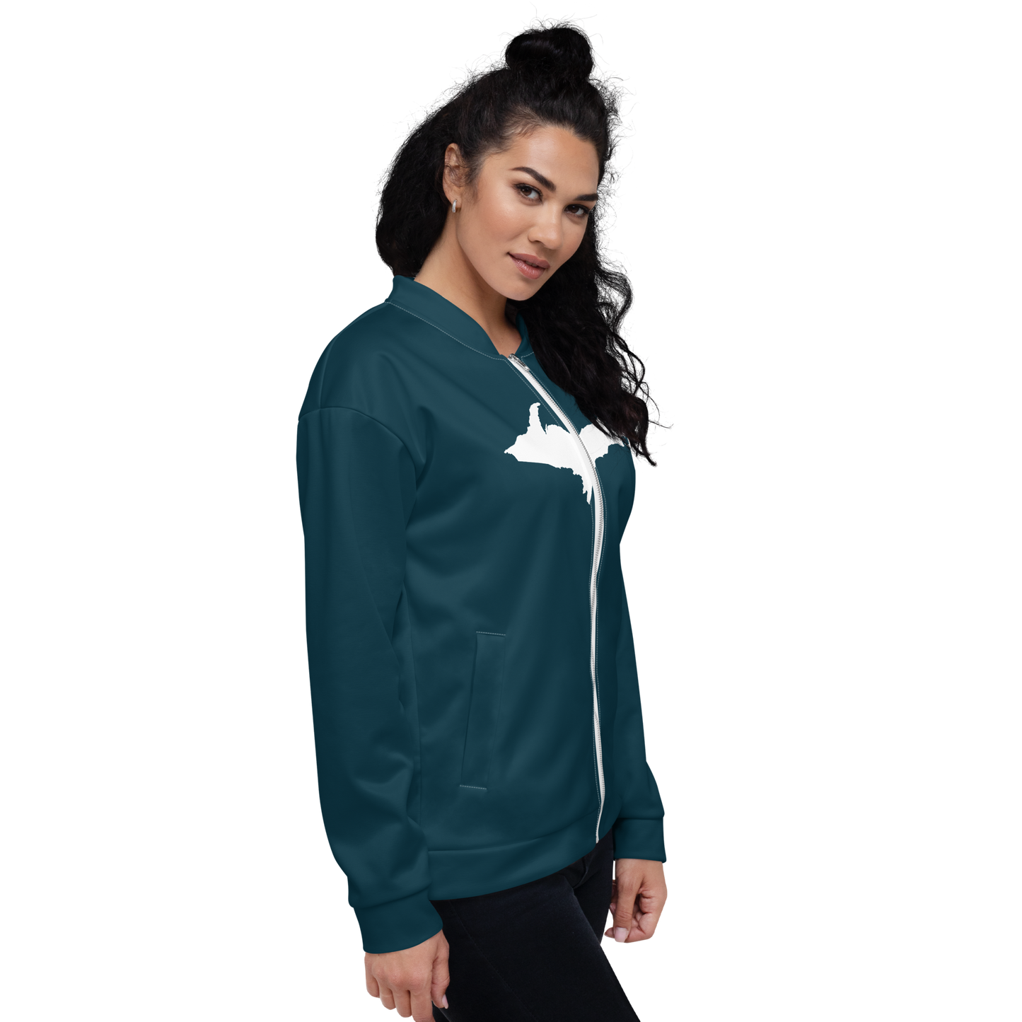 Michigan Upper Peninsula Bomber Jacket (w/ Large UP Outline) | Teal