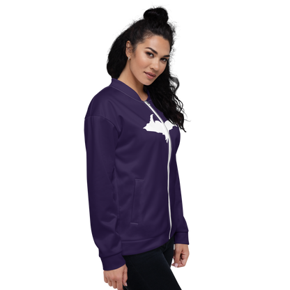 Michigan Upper Peninsula Bomber Jacket (w/ Large UP Outline) | Blackcurrant Color