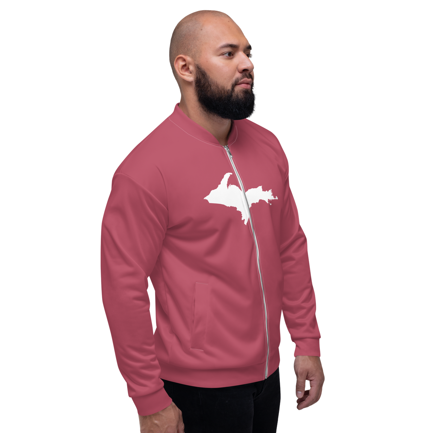 Michigan Upper Peninsula Bomber Jacket (w/ Large UP Outline) | Popstar Pink