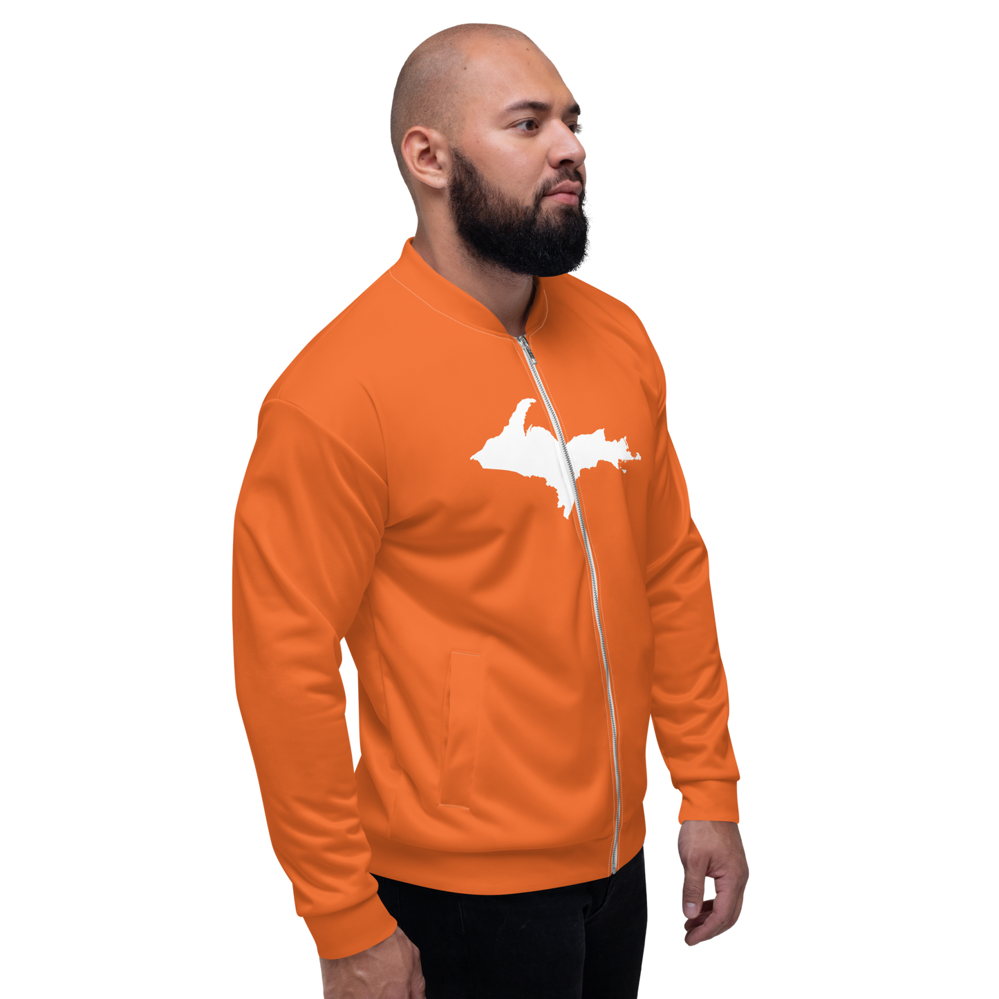 Michigan Upper Peninsula Bomber Jacket (w/ Large UP Outline) | Orange