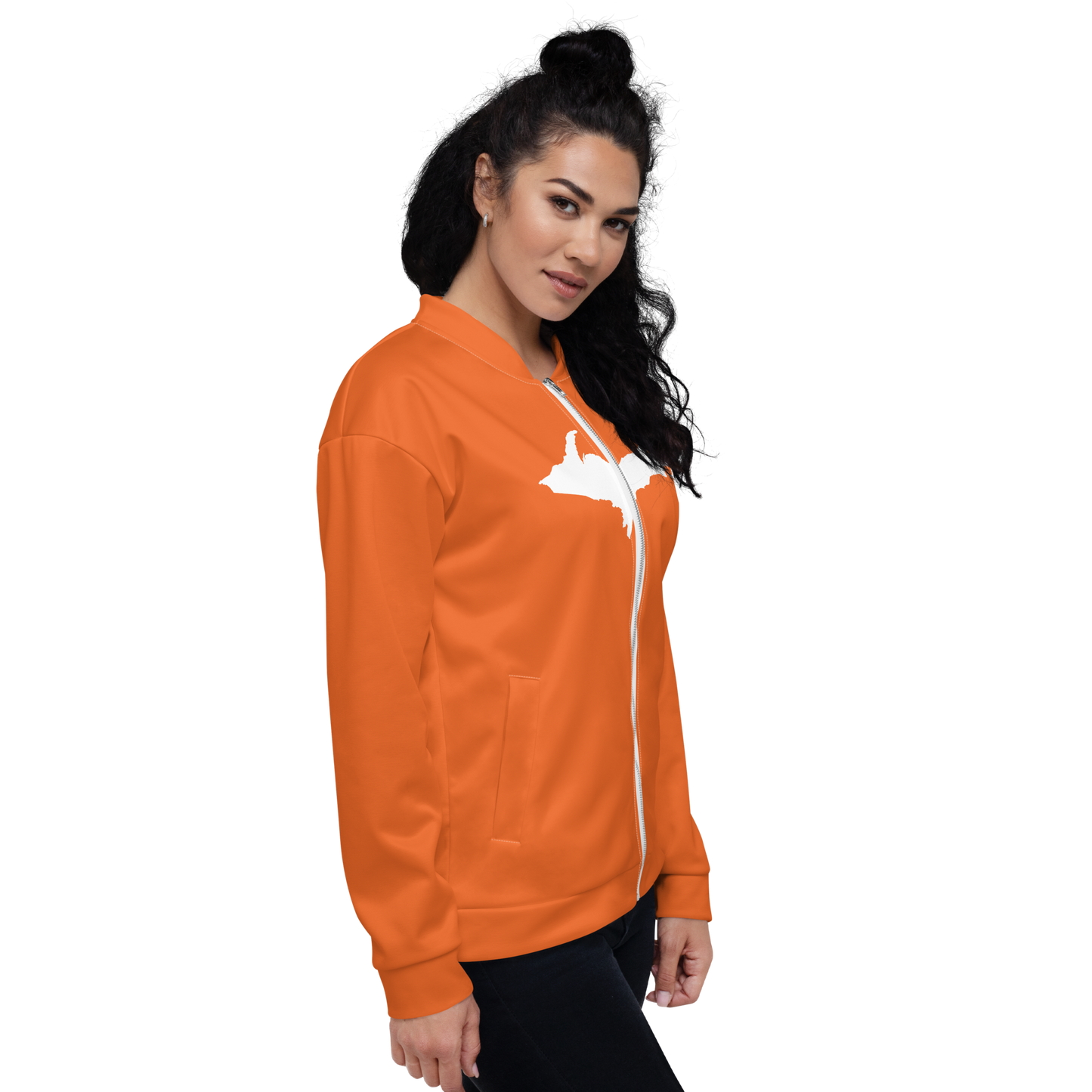 Michigan Upper Peninsula Bomber Jacket (w/ Large UP Outline) | Orange