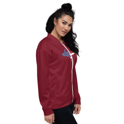 Michigan Upper Peninsula Bomber Jacket (w/ Large UP USA Flag Outline) | Burgundy