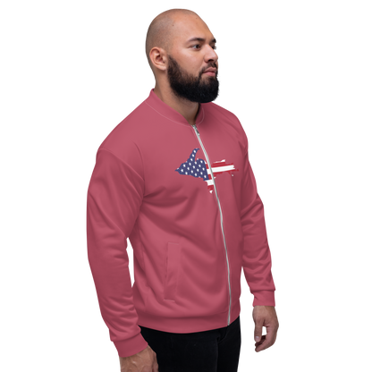 Michigan Upper Peninsula Bomber Jacket (w/ Large UP USA Flag Outline) | Popstar Pink