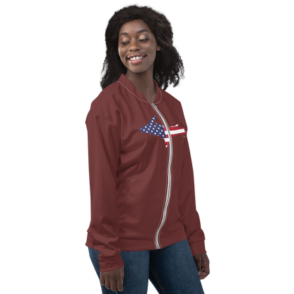 Michigan Upper Peninsula Bomber Jacket (w/ Large UP USA Flag Outline) | Auburn Color