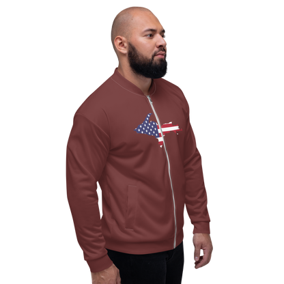 Michigan Upper Peninsula Bomber Jacket (w/ Large UP USA Flag Outline) | Auburn Color