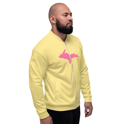 Michigan Upper Peninsula Bomber Jacket (w/ Large Pink UP Outline) | Cherry Yellow