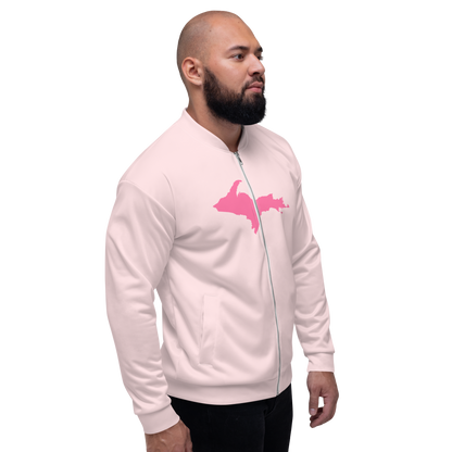 Michigan Upper Peninsula Bomber Jacket (w/ Large Pink UP Outline) | Pale Pink