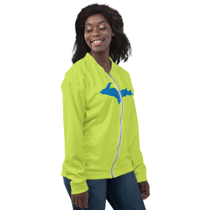 Michigan Upper Peninsula Bomber Jacket (w/ Large Azure UP Outline) | Gooseberry Green