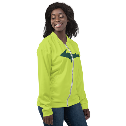 Michigan Upper Peninsula Bomber Jacket (w/ Large Green UP Outline) | Gooseberry Green