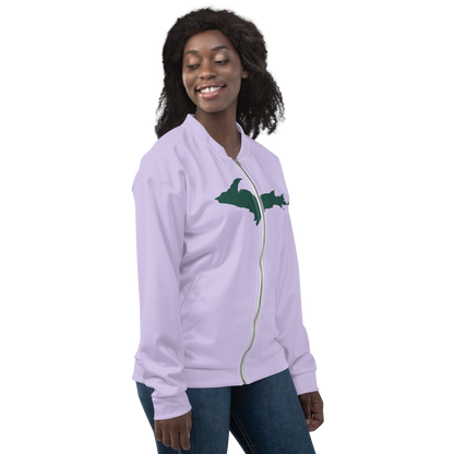 Michigan Upper Peninsula Bomber Jacket (w/ Large Green UP Outline) | Lavender