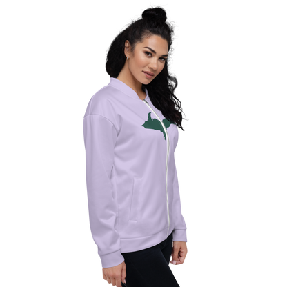 Michigan Upper Peninsula Bomber Jacket (w/ Large Green UP Outline) | Lavender