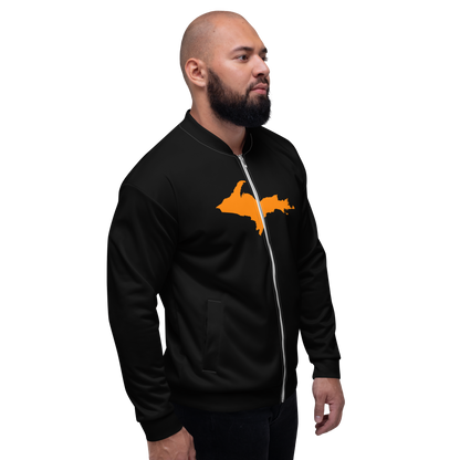 Michigan Upper Peninsula Bomber Jacket (w/ Large Orange UP Outline) | Black