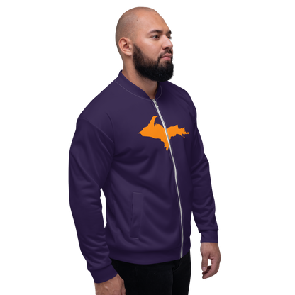 Michigan Upper Peninsula Bomber Jacket (w/ Large Orange UP Outline) | Blackcurrant Color