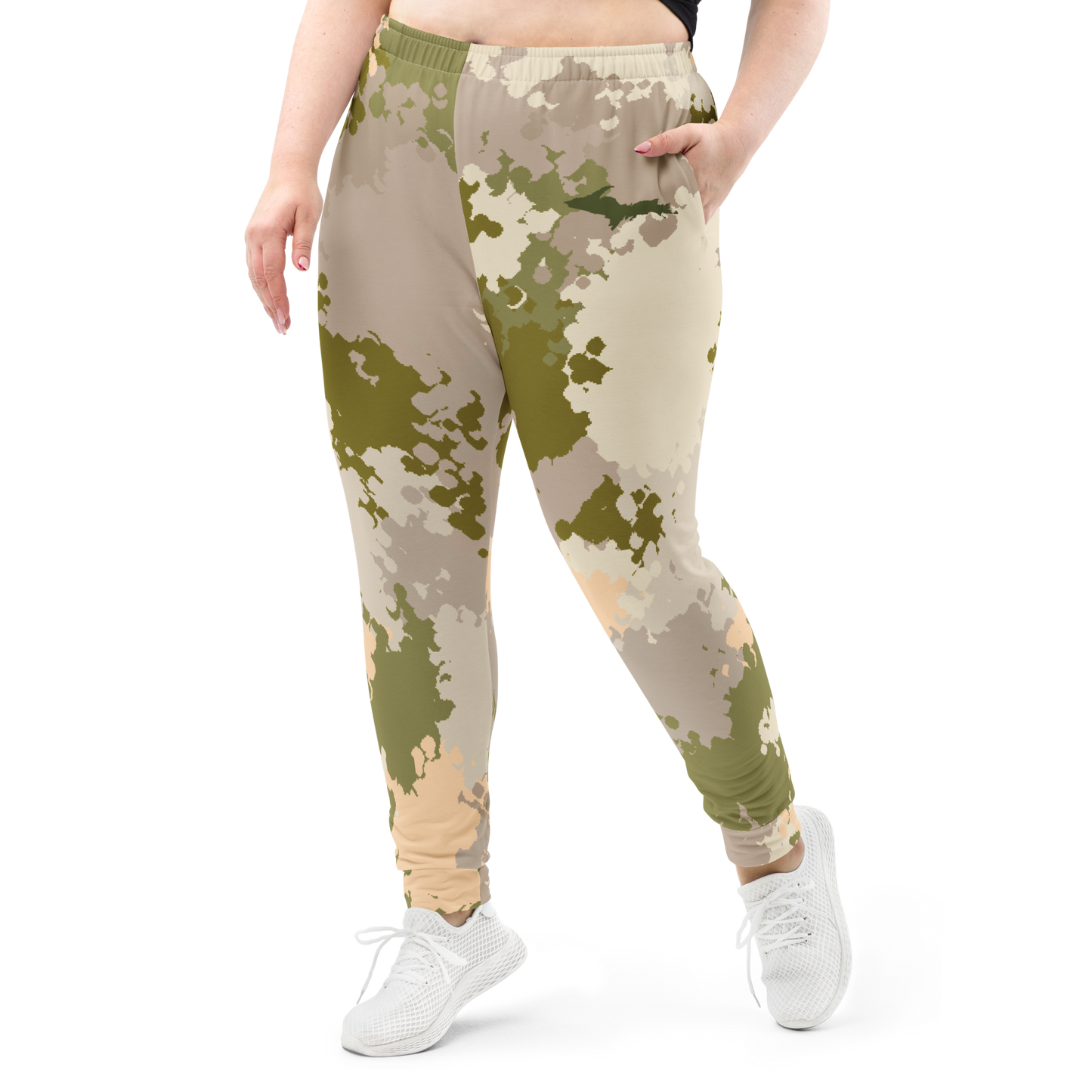 Michigan Upper Peninsula Joggers (w/ UP Outline) | Women's - Rosy Mound Camo