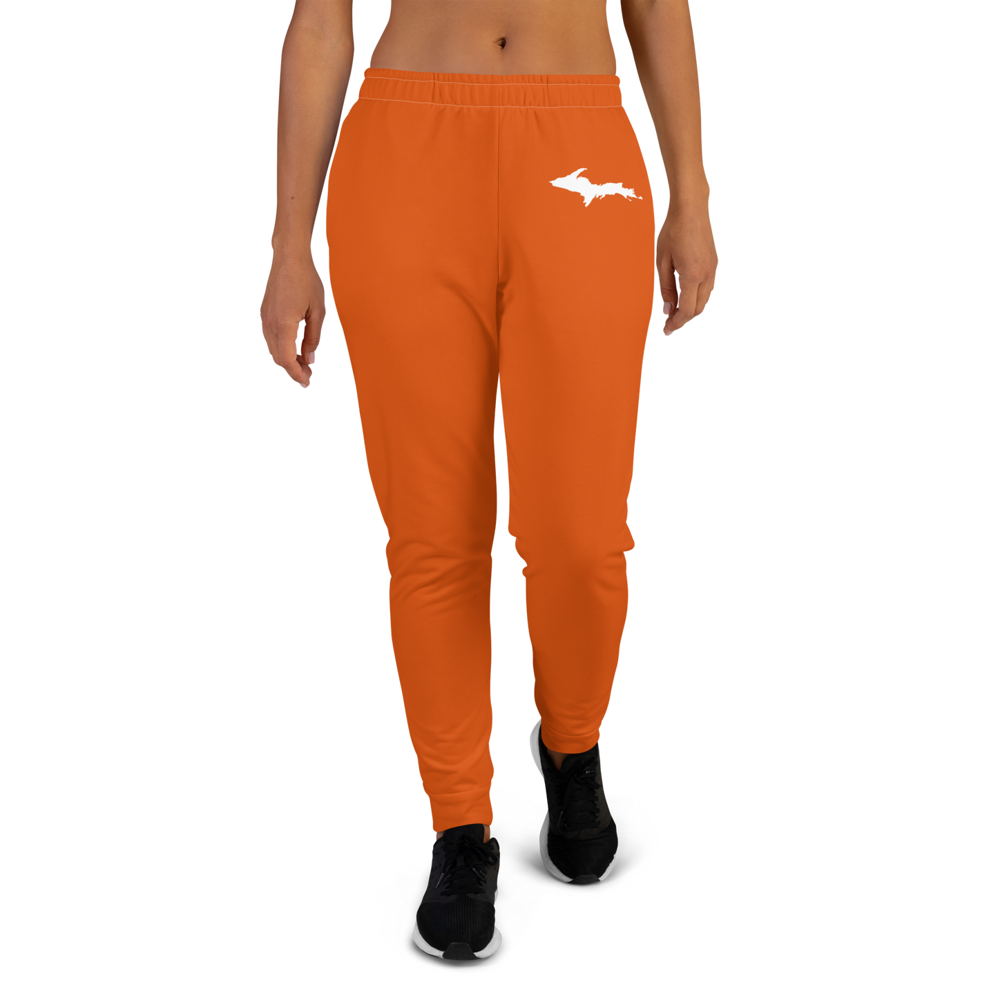 Michigan Upper Peninsula Joggers (w/ UP Outline) | Women's - Maple Leaf Orange