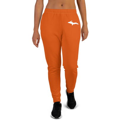 Michigan Upper Peninsula Joggers (w/ UP Outline) | Women's - Maple Leaf Orange