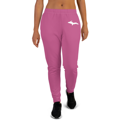 Michigan Upper Peninsula Joggers (w/ UP Outline) | Women's - Apple Blossom Pink