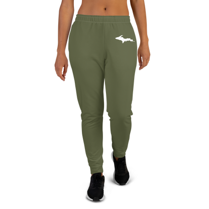 Michigan Upper Peninsula Joggers (w/ UP Outline) | Women's - Army Green