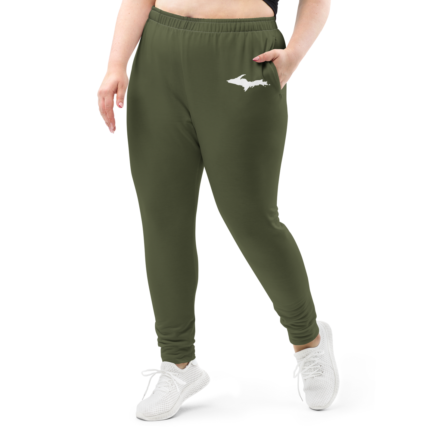 Michigan Upper Peninsula Joggers (w/ UP Outline) | Women's - Army Green