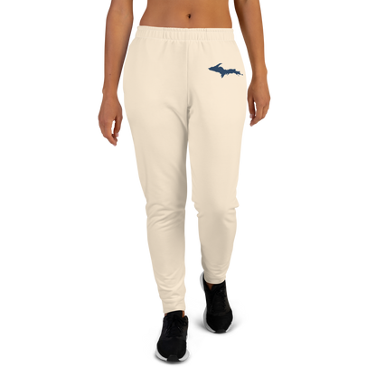 Michigan Upper Peninsula Joggers (w/ UP Outline) | Women's - Champagne White